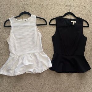 Women’s Elegant White and Black Peplum Tops